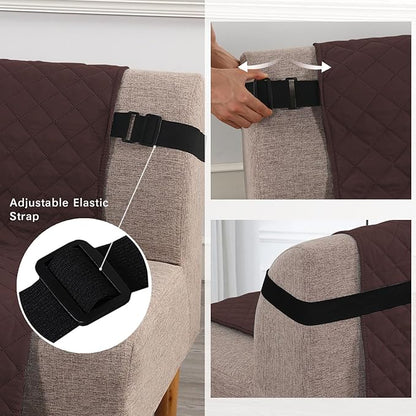 H.VERSAILTEX Reversible Futon Cover Water Repellent Armless Sofa Slipcover Washable Furniture Protector with Adjustable Elastic Strap Anti-Slip Futon Bed Cover for Dogs 70" Width Seat (Brown/Beige)