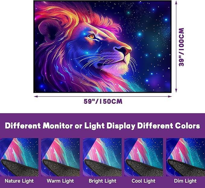 Galaxy Lion Rug 3D Fierce Lions Area Rugs for Kids Bedroom Living Room Playroom Gameroom Boys Glitter Carpet Throw Rugs Floor Mat 59 in x 39 in