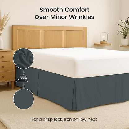Utopia Bedding King Bed Skirt - Soft Quadruple Pleated - Easy Fit with 16 Inch Tailored Drop - Hotel Quality, Shrinkage and Fade Resistant (King, Grey)