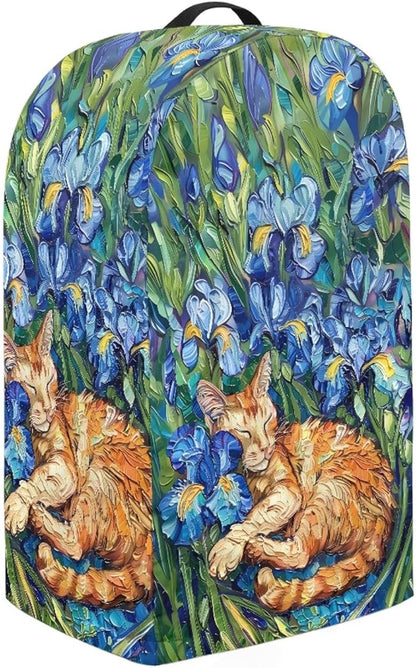 Irises Orange Cats Blender Cover Dust Proof Small Appliance Cover Foldable Dust Cover Kitchen Decorations for Blender Food Processor Juicer Blue Flowers Patterns