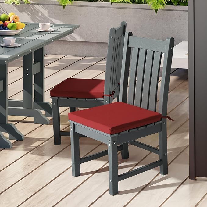 WestinTrends Solace Outdoor Patio Kitchen Dining Chair Square Seat Cushions Set of 4, 20 x 20, Red
