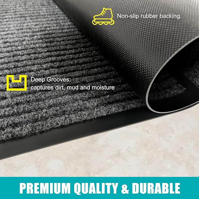 Azadx 3'x5' Front Door Mat Heavy Duty Indoor Outdoor Door Mat Non-Slip Backing Doormat for Entryway Stain and Fade Resistant Commercial Floor Mats Entry Mat Low Profile Welcome Door Mats