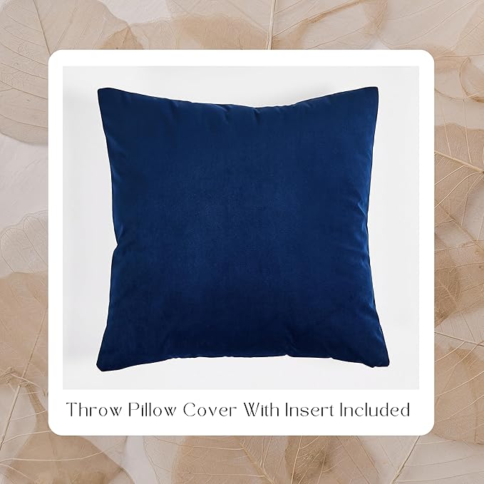Solid Color Velvet Throw Pillow with Insert Included (Navy Blue, 14"x24"), Decorative Pillow for Sofa, Couch, Bed, Chair Cushion
