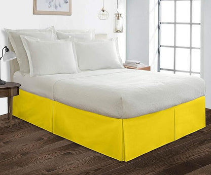 Bed Skirt - 100% Cotton 800 Thread Count Box Pleated Bed Skirt - Luxury Pleated Dust Ruffle, Hotel Quality Modern Bed Skirt, Easy Fit with 12 Inch Tailored Drop, Twin, Yellow
