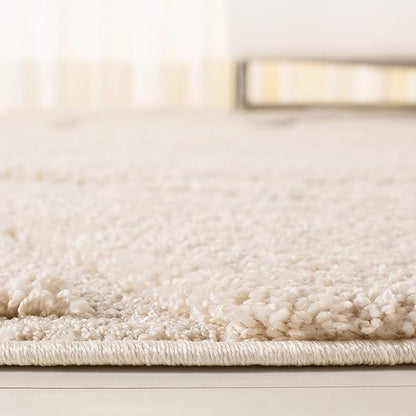 SAFAVIEH Florida Shag Collection Area Rug - 5' Round, Creme & Creme, Non-Shedding & Easy Care, 1.2-inch Thick Ideal for High Traffic Areas in Living Room, Bedroom (SG471-1111)