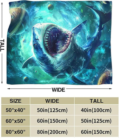 Funny Shark Blanket Fantasy Shark Throw Blanket Shark Gifts and Decor Shark Blanket for Girls Women Men Boys Soft Warm Cozy Fleece Blanket for Couch Sofa Bed 80"x60"