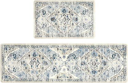 Ileading Anti Fatigue Kitchen Rugs Sets of 2 Cushioned Kitchen Mats for Floor Waterproof Kitchen Mat Set Non Slip Comfort Standing Mat for Kitchen, Office, Sink, Laundry