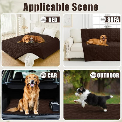 Smiry Waterproof Dog Bed Cover Blanket 40x70, Soft Reversible Pet Blanket, Washable Leakproof Cats Dogs Couch Cover for Sofa, Couch, Furniture, Lattice, Chocolate/Chocolate