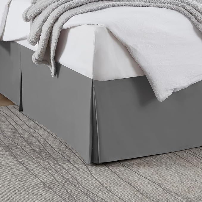 Nestl Grey Twin Bed Skirt - Twin Size Bed Skirt 14 Inch Drop - Brushed Microfiber Bed Skirts - Hotel Quality Pleated Bed Skirt - Shrinkage & Fade Resistant