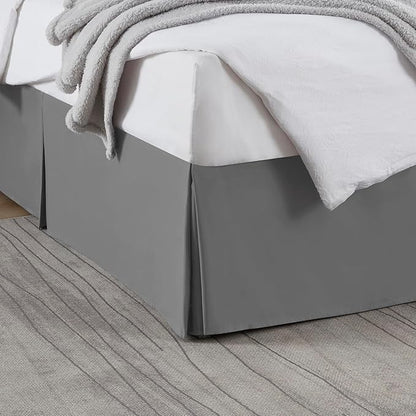Nestl Grey Full XL Bed Skirt - Full XL Size Bed Skirt 14 Inch Drop - Brushed Microfiber Bed Skirts - Hotel Quality Pleated Bed Skirt - Shrinkage & Fade Resistant