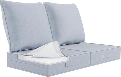 Outdoor Water-Resistant Olefin Deep Seat Cushion Set, 2PCS Weather and Fade Resistant 24''x 24''x 6'' Patio Furniture Seat Cushion, Thickened Sofa Chair Pad for Lawn, Garden, Light Gray