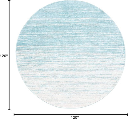 Safavieh Adirondack Collection Area Rug - 10' Round, Aqua & Ivory, Modern Ombre Design, Non Shedding & Easy to Clean, Ideal for Living Room, Bedroom, Office, Dining Space (ADR113J)