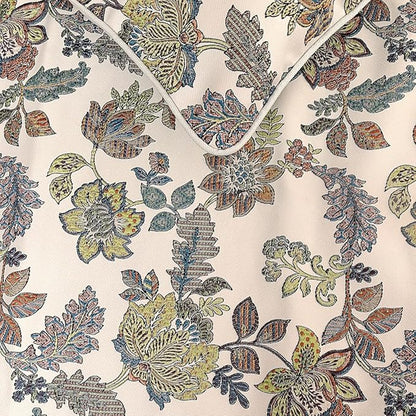 The HomeCentric King Queen Twin Multi Color & Ivory Handmade Twin 53"x18" Bed Runner Without Pillow Cover, Floral Bed Scarf on Jacquard Fabric - Seasons Blossoms