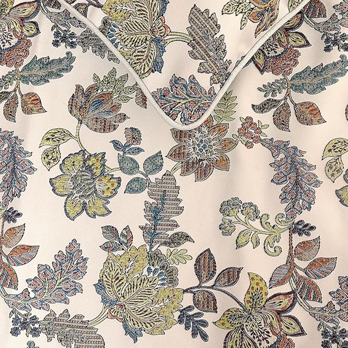 The HomeCentric King Queen Twin Multi Color & Ivory Luxury King 90"x18" Bed Runner with Pillow Cover, Floral Bed Scarf on Jacquard Fabric - Seasons Blossoms