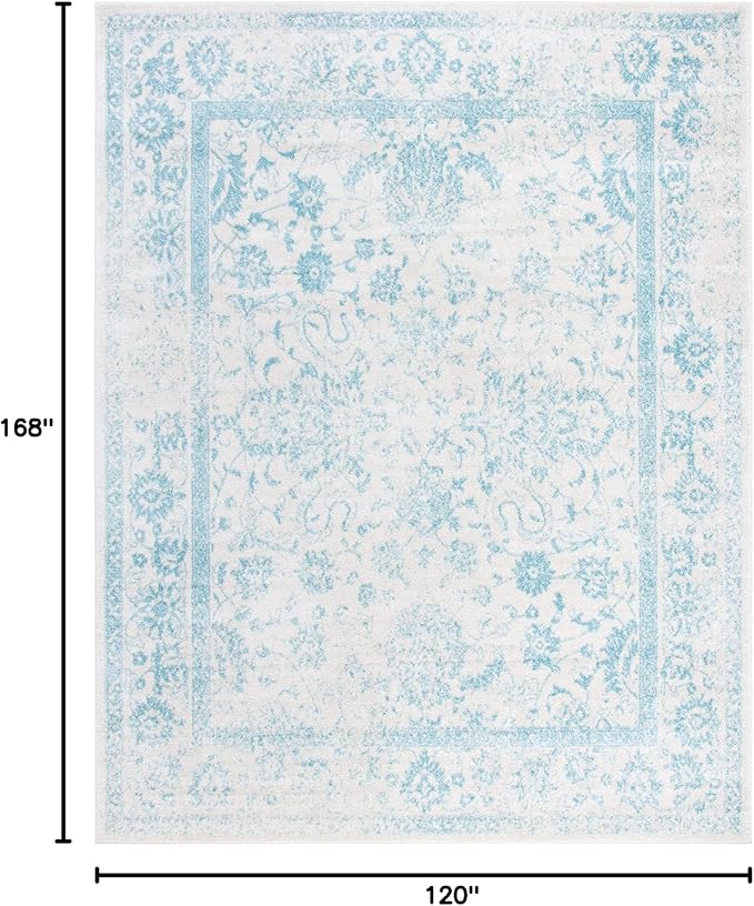 SAFAVIEH Area Rug 10x14 - Adirondack Collection - Large - Ivory & Light Blue, Distressed Vintage Floral Design, Non-Shedding & Easy to Clean, Ideal for Living Room, Bedroom, Dining Space (ADR109L)