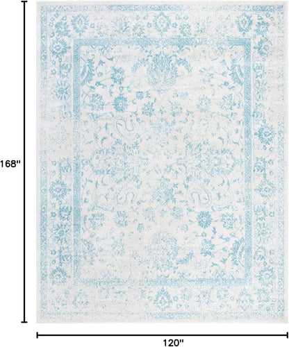 SAFAVIEH Area Rug 10x14 - Adirondack Collection - Large - Ivory & Light Blue, Distressed Vintage Floral Design, Non-Shedding & Easy to Clean, Ideal for Living Room, Bedroom, Dining Space (ADR109L)
