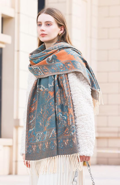 Wander Agio Warm Fashion Scarf Long Shawl Large Blanket Winter Wraps Scarves for Women Cashmere Jacquard Vintage Paisley