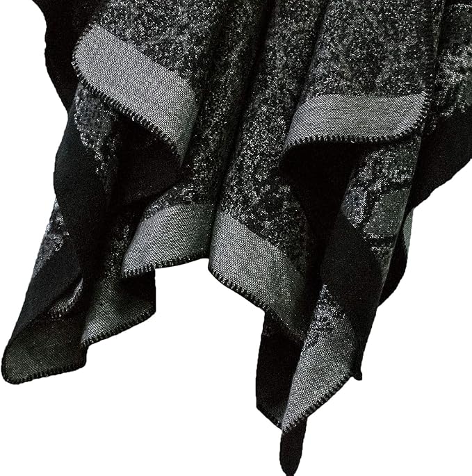 Women's Vintage Pattern Open Front Poncho Cape Shawl Winter Shawl Wraps