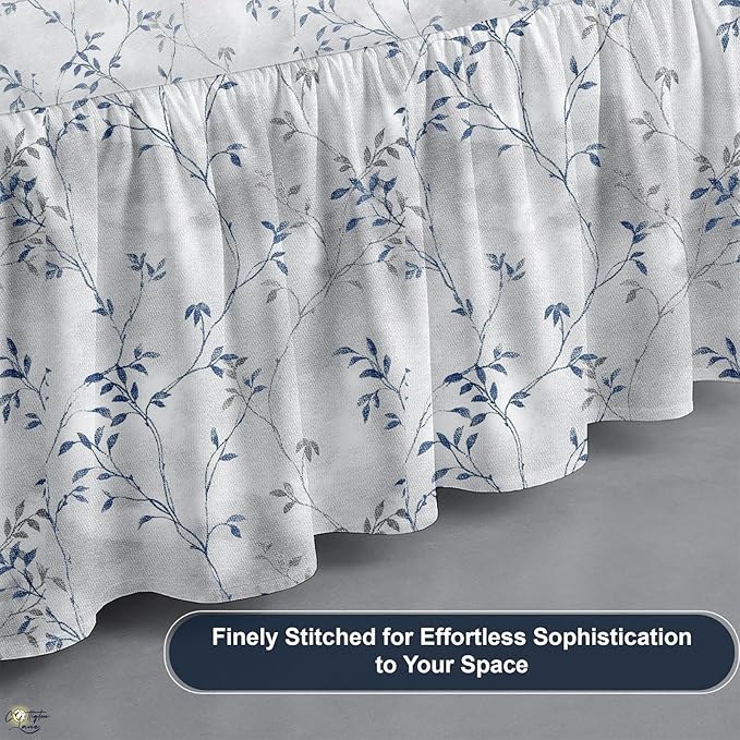 Cottington Lane Ruffled Bed Skirt Twin Size with Split Corner, Brushed Microfiber Hotel Quality Dust Ruffle, 24 Inch Drop Gathered Bedskirt, Soft, Stylish, Shrink & Fade Resistant, Neutral Nature