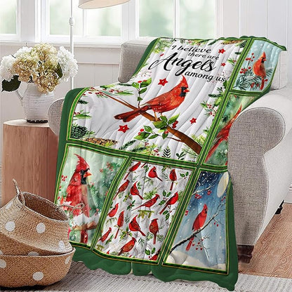 Cardinal Throw Blanket Red Birds Blankets Gifts for Couch Sofa Bed Stuff Decor Lightweight Cozy Fleece Plush Warm Flannel Bedding for Lover Men Women Adults 40"x50"