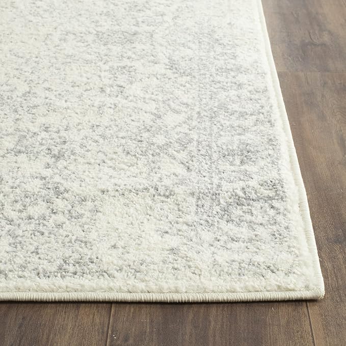 SAFAVIEH Adirondack Collection Runner Rug - 2'6" x 20', Ivory & Silver, Distressed Vintage Floral Design, Non-Shedding & Easy to Clean, Ideal for Hallway, Foyer, Entryway, Bedroom (ADR109C)