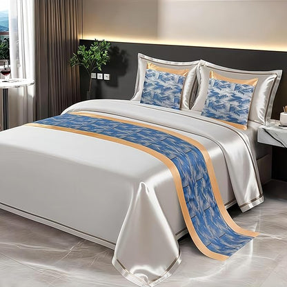 Bed Runner for Guest Room，Luxury Bed Runner，Wedding Bed Runner，Embroidered Bed Runner，Breathable Washable，Hotel Decor，Bed Decorations ，for Home Hotel Decorations(H,50 * 260cm)