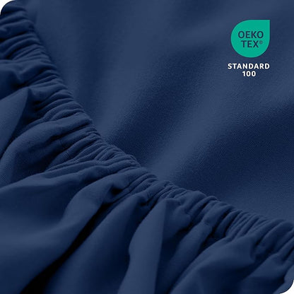 Bare Home 2-Pack Fitted Bottom Sheets Twin XL - Premium 1800 Ultra-Soft Wrinkle Resistant Microfiber - Deep Pocket (Twin XL, Dark Blue)