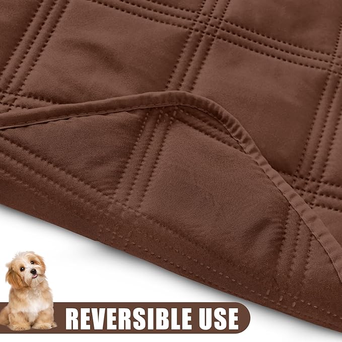 Smiry Waterproof Dog Bed Cover Blanket 40x70, Soft Reversible Pet Blanket, Washable Leakproof Cats Dogs Couch Cover for Sofa, Couch, Furniture, Lattice, Brown/Brown