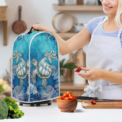 Talayituse Turtle Water Plants Print Blender Dust Cover, Fingerprint Protection Cover for Stand Mixer or Coffee Machine, Home Kitchen Appliance Covers for Stain Dust Resistant Supplies