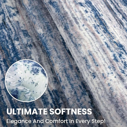 2x12 Modern Abstract Runner Rug for Hallways, Navy Blue Gray Neutral Multi Super Soft Hallway Decor Kitchen Rugs with Non-Slip, Non-Shedding Washable Rug for Entryway Bedroom Indoor