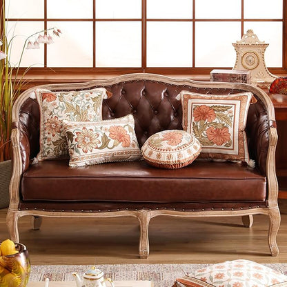 Throw Pillow Covers Pack of 2,Orange Floral Farmhouse with Wild Flowers Pattern Cozy Velvet Pillowcases,Decoration Lumbar Pillows Cushion Covers for Couch Sofa Bed Car Chair,12"x20"