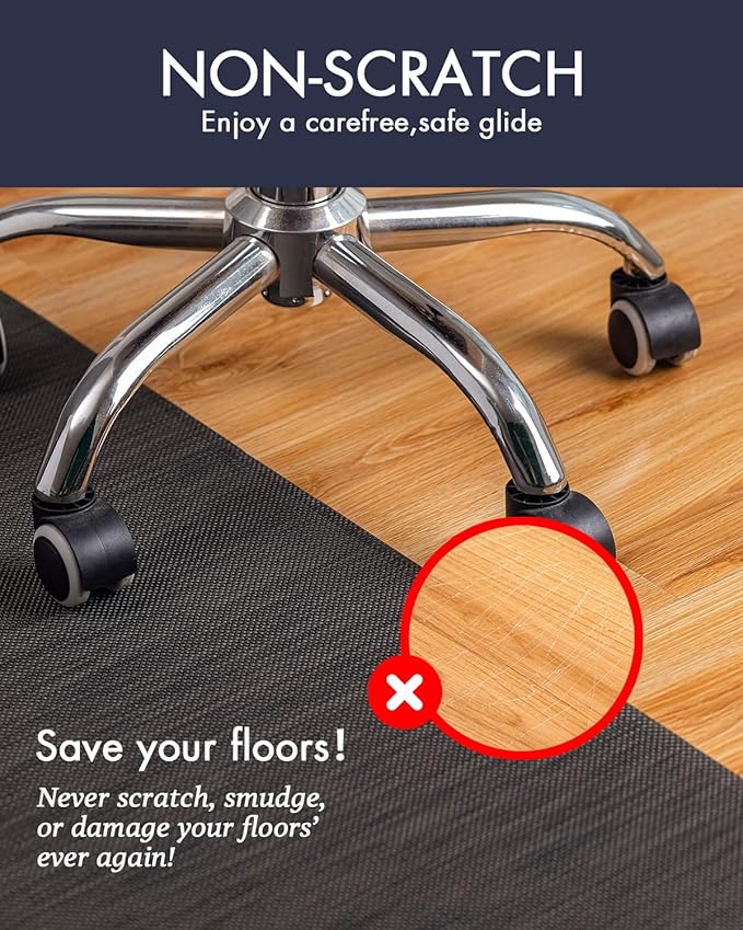 Office Chair Mat for Hardwood Floor Under Desk Computer Rolling Chair Mat for Wood/Tile Floor Non-Slip Heavy Duty Desk Rug PVC Plastic Hard Floor Protector 48"x 48" (Espresso)