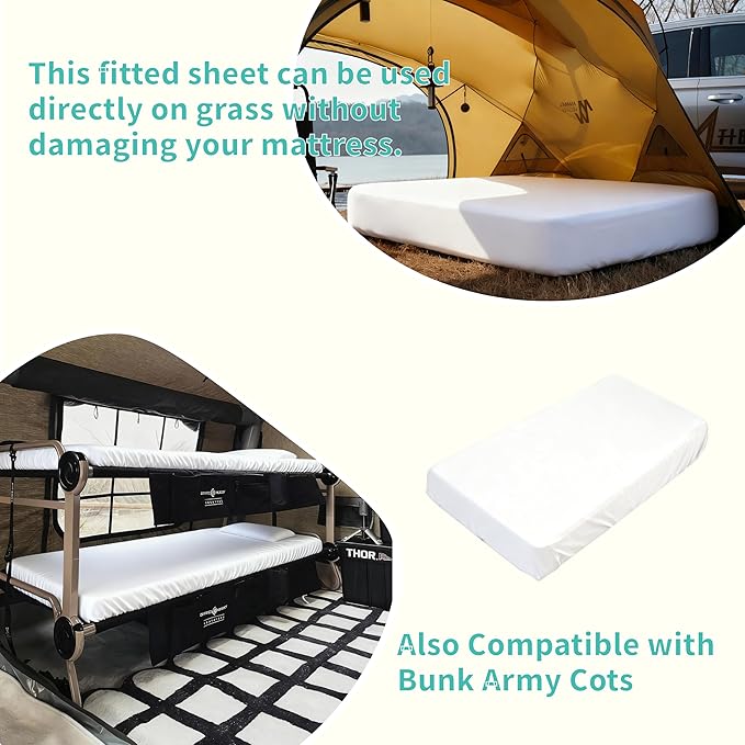 Fitted Sheets 31x75 Inches, 1 Pack Super Soft Microfiber Cot Size Sheet Set for Narrow Twin, Camp Bunk, RV Bed, Army Cot & Trifold Mattress, Breathable Bottom Bed Cover, White