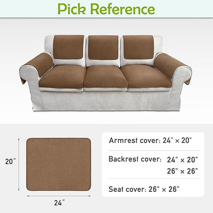 Couch Arm Covers, Waterproof Armrest Cover for Sofa, Armchair, Loveseat, Non-Slip Recliner Arm Covers, Sofa Headrest Covers, Arm Chair Covers Set of 2 (Coffee, 24"×20")