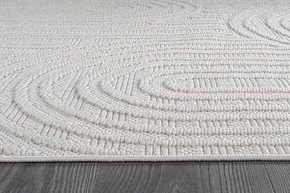Beverly Rug Micro Loop Area Rug White 5x7 Modern Luxury Soft Circle Geometric Durable Indoor Area Rugs for Living Dining Room Office Stain Resistant Non Shedding Casual Indoor Carpet White 5 x 7