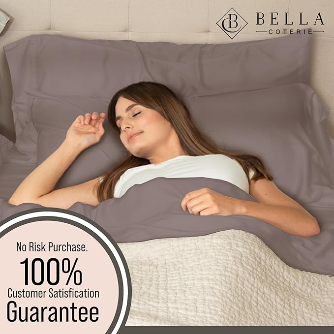 Bella Coterie Luxury Bamboo Viscose Full Size Sheet Set | 100% Organically Grown | Ultra Soft | Cooling for Hot Sleepers | 18" Deep Pocket [Mocha]