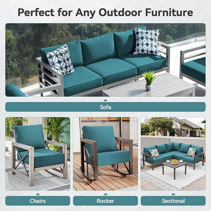 Luxury 6" Outdoor Cushions for Patio Furniture, 24x24x6" Thick Seat Cushion Set, Fade Resistant Couch Chair Replacement Cushions High Density Deep Wicker Chair Cushion with Removable Cover, Green