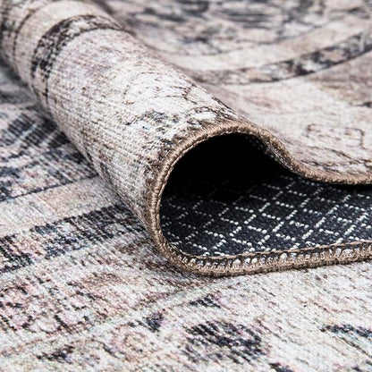 Bloom Rugs Washable Non-Slip 12 ft Runner - Tan/Blue/Green Traditional Runner for Entryway, Hallway, Bathroom, and Kitchen - Exact Size: 2.5' x 12'