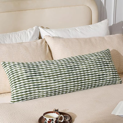 AmHoo Boho Chenille Pillow Cover Decorative Tufted Pillowcase for Couch Bed Sofa Bedroom Living Room Modern 14 x 36-Inch Sage Green
