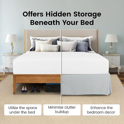 Utopia Bedding Queen Bed Skirt - Soft Quadruple Pleated Ruffle - Easy Fit with 16 Inch Tailored Drop - Hotel Quality, Shrinkage and Fade Resistant (Queen, Light Grey)