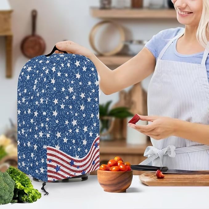 USA Flag Print Blender Dust Cover Stand Mixer or Coffee Maker Appliance Covers with Drawstring Anti Fingerprint Polyester Dust Proof Stain Resistant Blender Cover for Kitchen
