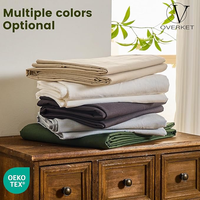 100% Linen Sheets Queen Size,Breathable & Durable 4-Piece Bed Flax Sheet Set,Soft All-Season Bedding for Hot Sleepers 16" Deep Pocket Oeko-TEX Certified,（Queen, Forest Green）