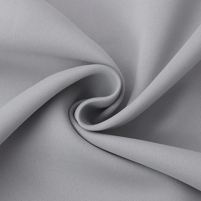 BGment Light Grey Blackout Curtains 48 Inch Length for Bedroom - Short Thermal Insulated Drapes with Rod Pocket Room Darkening for Kitchen Living Room Window, 42 x 48 Inch, 2 Panels