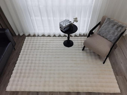 GLORY RUGS Area Rugs Bubble Soft Faux Rabbit Fur Rug 5x7 Polar Beige Plush Carpet Shag Cozy Fluffy Rug Non Slip Rugs, Machine Washable Shaggy Area Rug Bedroom Living Room and Dining Room.