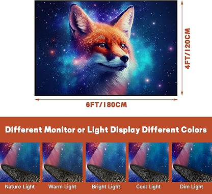 Galaxy Fox Rug Large 3D Cute Foxes Area Rugs for Bedroom Living Room Playroom Boys Kids Cartoon Colorful Carpet Glitter Stars Throw Rugs Floor Mat 71 in x 47 in