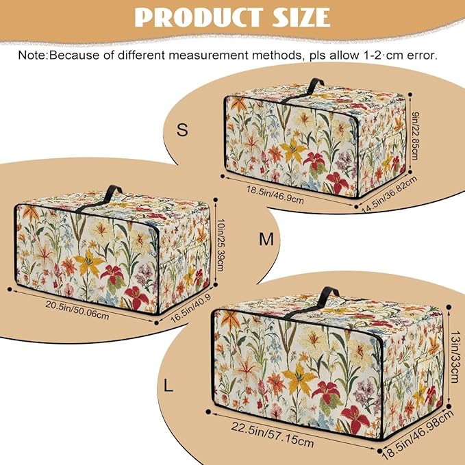 Toaster Oven Cover with Pockets, Washable Smart Oven Dust Cover Protective Kitchen Appliances Decor and Accessories, M, 16.5" x 20.5" x 10", Floral Pattern