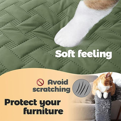 gogobunny 100% Double Sided Waterproof Dog Blanket Soft Pet Bed Cover Reversible Protect Furniture Couch Sofa Car for Puppy Cat Kids (Dark Green/Light Green, 82x82 Inch (Pack of 1))