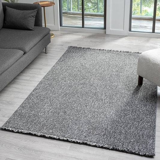 LUXE WEAVERS Solid Machine Woven Smoke 5x7 Area Rug, Indoor Stain-Resistant Carpet