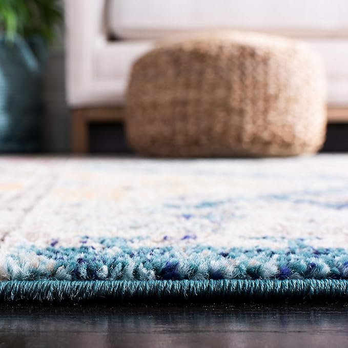 SAFAVIEH Madison Collection Accent Rug - 2'2" x 4', Dark Blue & Yellow, Boho Distressed Design, Non-Shedding & Easy Care, Ideal for High Traffic Areas in Entryway, Living Room, Bedroom (MAD418N)