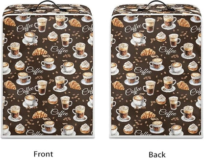 Coffee Maker Covers With Top Handle Folding Coffee Machine Dust Covers For Blender Mixer Juice Machine Keep Office Home Kitchen Clean Afternoon Tea Print